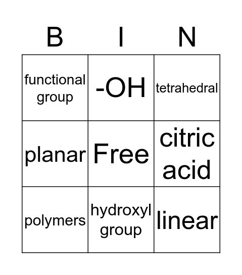 Lesson 3.2 Bingo! Bingo Card