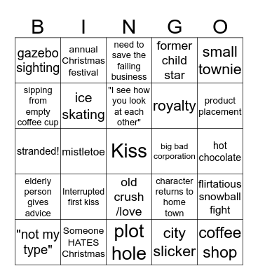 Hallmark Christmas Movie Bingo Card