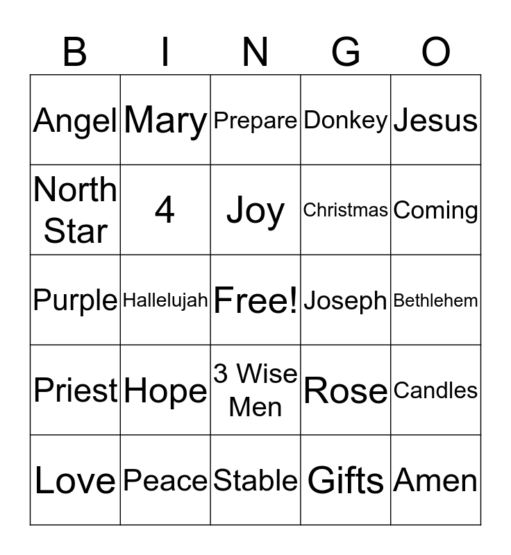 ADVENT BINGO! Bingo Card