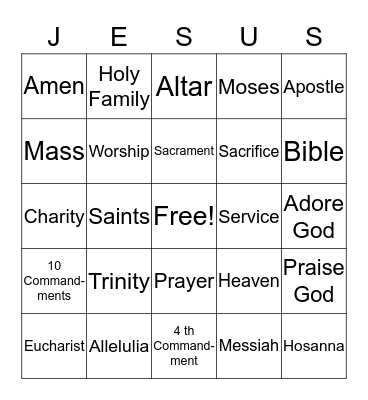 Let Us Pray Bingo Card