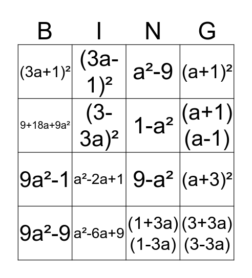 Binomisches Bingo Card