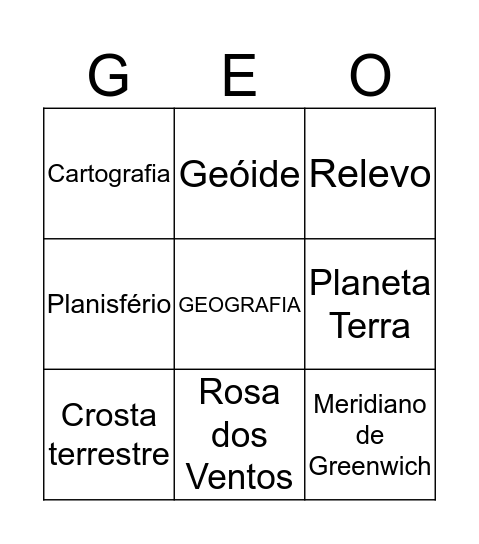 GEOGRAFIA Bingo Card