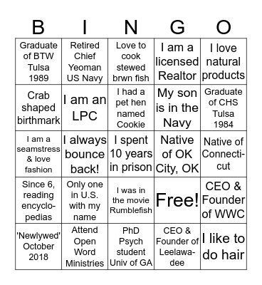 ICEBREAKER: Getting to Know You  Bingo Card