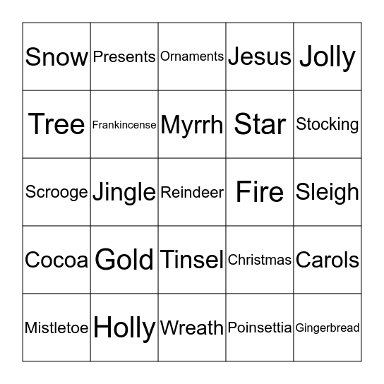 Christmas Bingo Card