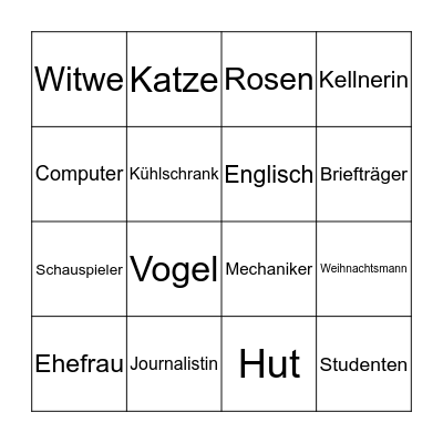 Relativsätze Bingo Card