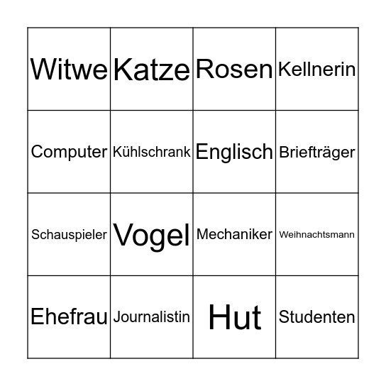 Relativsätze Bingo Card