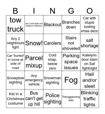 WINTER BINGO 2018 Bingo Card