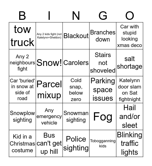 WINTER BINGO 2018 Bingo Card