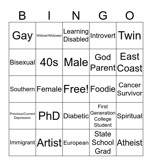 Diversity & Inclusion BINGO Card