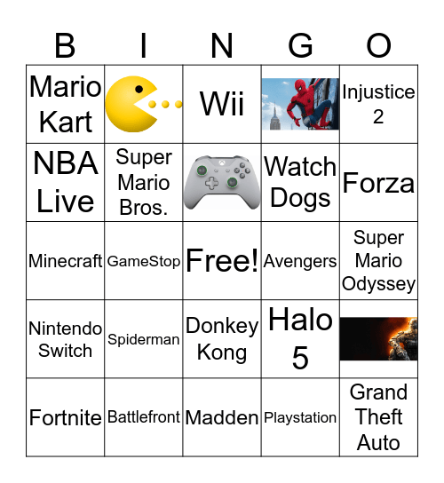 Shawn's 13th Birthday Video Game Bingo Card