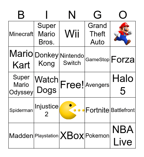 Shawn's 13th Birthday Video Game Bingo Card