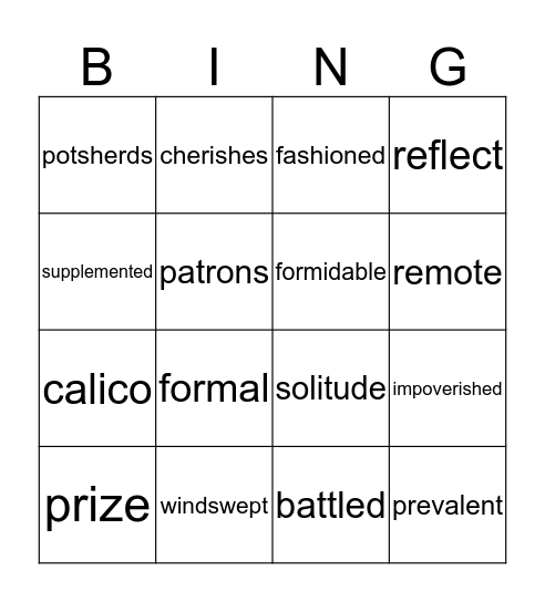 Unit 3, Lesson 2 Bingo Card