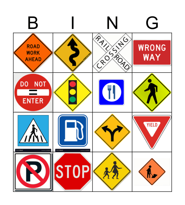 Traffic Sign Bingo! Bingo Card