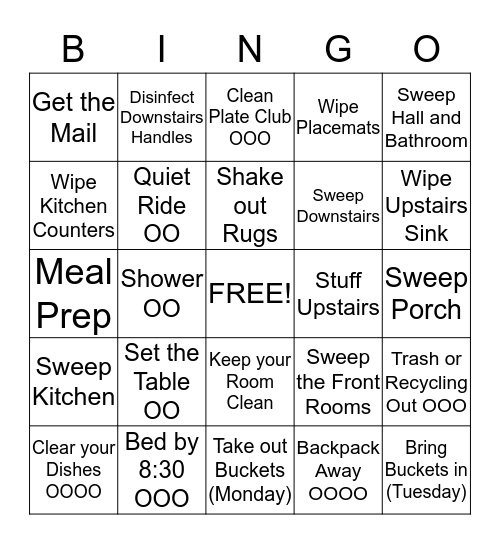 Tyler's Bingo List Bingo Card