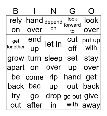 Phrasal Verbs List 4 Bingo Card