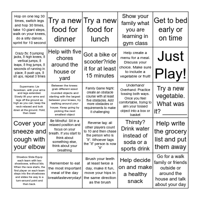 Run Wild! Health and Fitness Bingo Sheet ____ Bingo Card