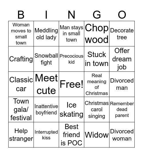 Hallmark Movie Bingo Card