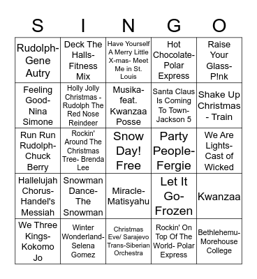 Sleigh Ride Cycle  Bingo Card