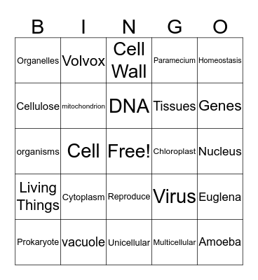 Cells Bingo Card