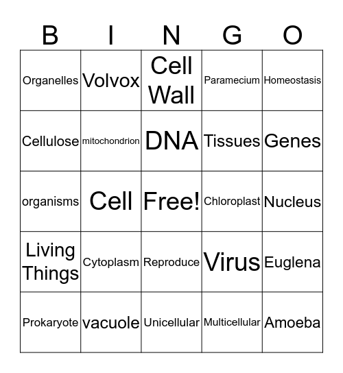 Cells Bingo Card