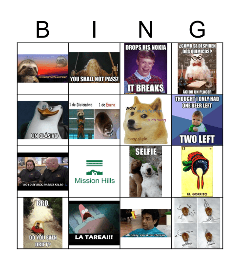 Lotería Memes Personal Care Bingo Card
