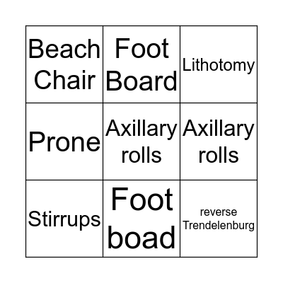 Surgical Positioning  Bingo Card