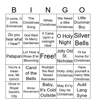Xmas Carol Bingo! Bingo Card