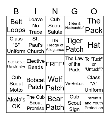 Trail of the Bobcat Bingo Card