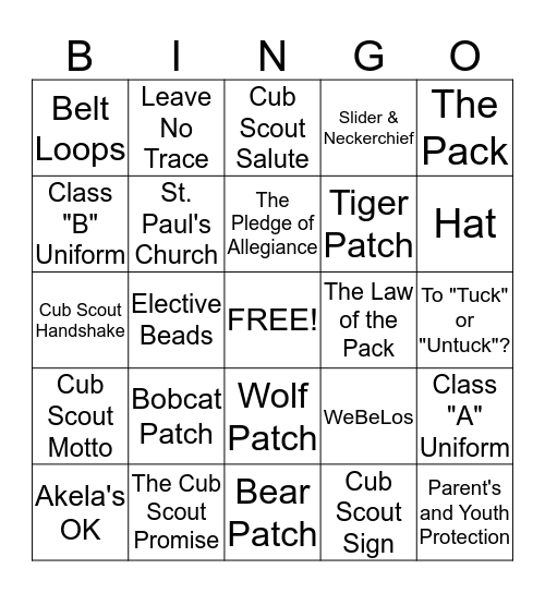 Trail of the Bobcat Bingo Card