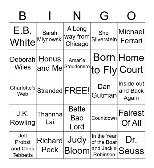 Battle of the Books Bingo Card