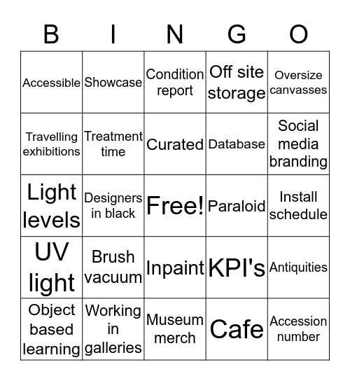 Museums and Galleries Bingo Card