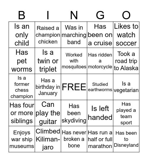 Icebreaker BINGO Card