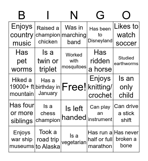 Icebreaker BINGO Card