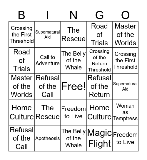 Kill Bingo Card
