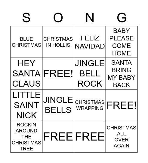 A  CHRISTMAS Bingo Card