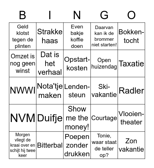Makelaardij Woorden - Bingo Card