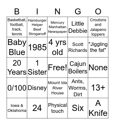 Scott & Pete Bingo Card