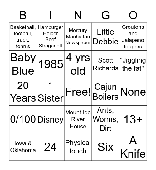 Scott & Pete Bingo Card