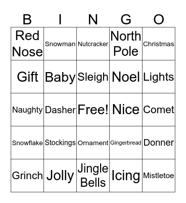 Cross Creek Hospital Holiday Bingo Card