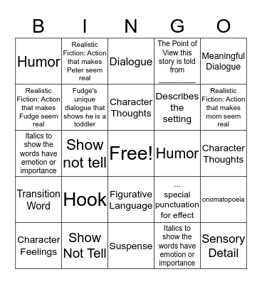 Tales of a Fourth Grade Nothing Bingo Card