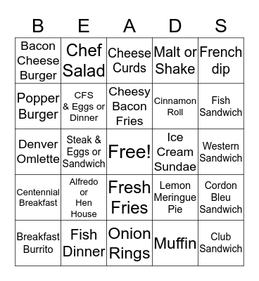 BEADS Bingo Card