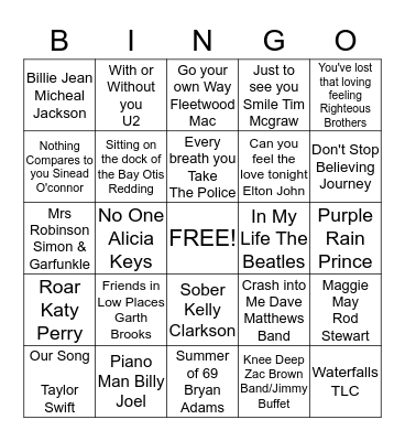 Sidney Music BINGO!!! Bingo Card