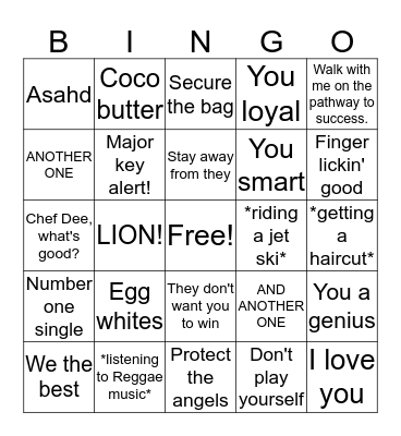 DJ Khaled Snapchat Bingo Card