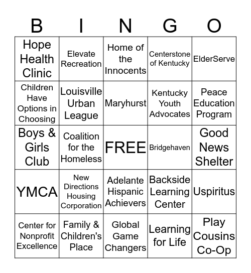 Metro United Way Bingo Card