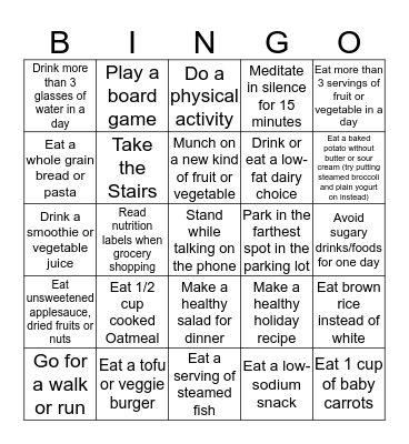 Wellness Bingo Card