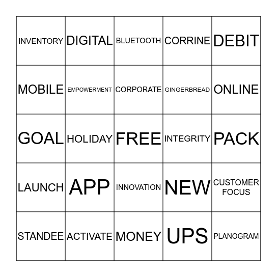Lottery Lingo Bingo Card