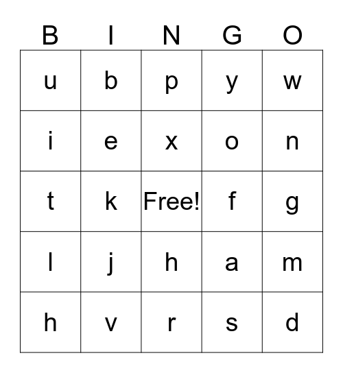 alphabet bingo Card
