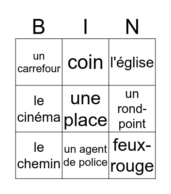 Les courses  Bingo Card