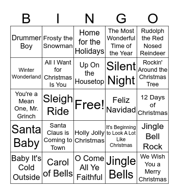 Christmas Carol BINGO Card