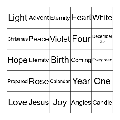 ADVENT Bingo Card
